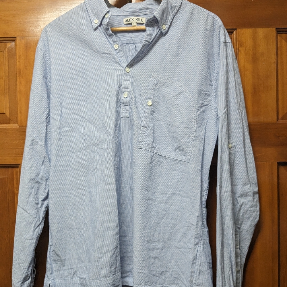 Alex Mill Light Blue Popover Casual Button Down Shirt